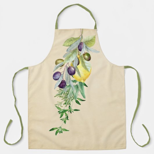 Tablier Herbes toscanes Citrons Olives Apron (Recto)