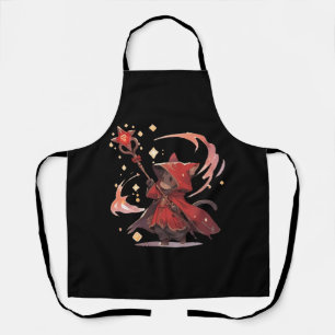 Tablier Héros Chat Mage Rouge Mignon