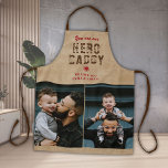 Tablier Héros rustique Daddy Père`s Day 2 Photo Collage<br><div class="desc">Rustic Vous êtes mon héros Papa Père's Day 2 Photo Collage Apron. L'arrière - plan est beige rustique et le texte est typographique tendance. Tablier personnalisé pour un père. Ajoutez 2 photos et vos noms. Tu peux changer papa en papa, pap, papa, ... . Un cadeau parfait pour un père...</div>