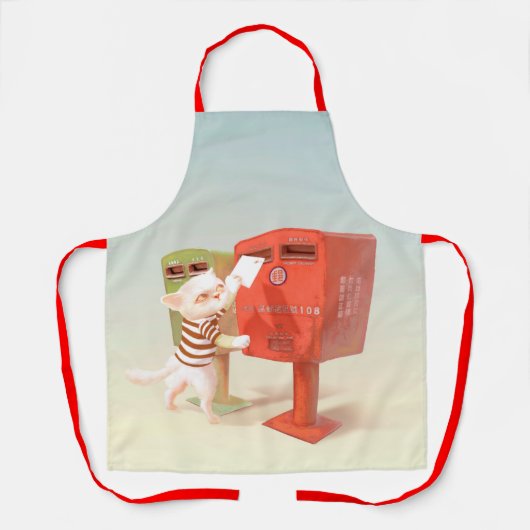 Tablier Heure de publication - Chat avec boîte aux lettres (Recto)