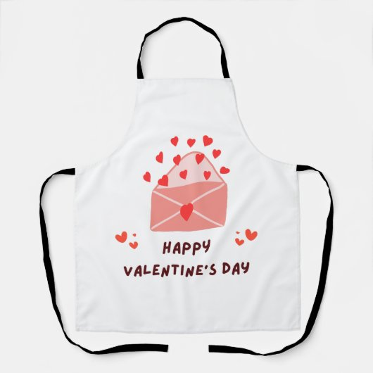 Tablier Heureuse Sainte-Valentin - Coeurs rouges - Images  (Recto)