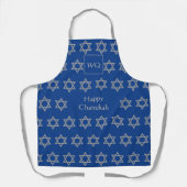 Tablier HEUREUX CHANUKAH | Étoile de David | Monogramme bl (Recto)