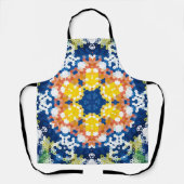 Tablier Hex Mandala bleu jaune orange et vert (Recto)