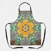 Tablier Hex Mandala Jaune Turquoise et Brown (Recto)