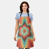 Tablier Hex Mandala orange bleu et jaune (Porté)