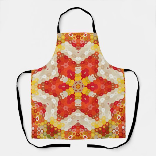 Tablier Hex Mandala rouge et jaune (Recto)