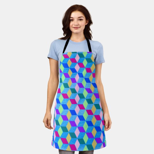 Tablier Hexagon bleu en forme de diamant 2 (Porté)