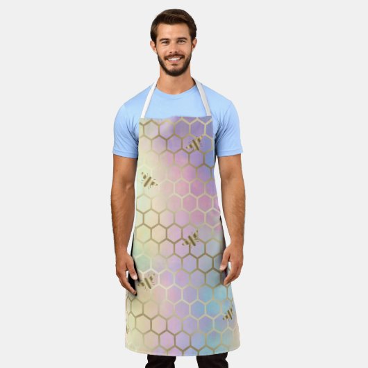 Tablier hexagones pastel (Porté)