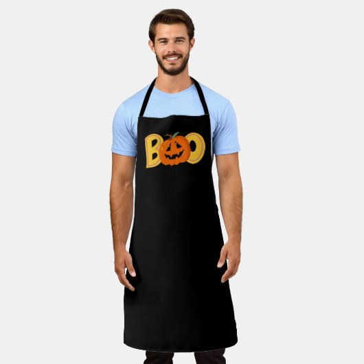 Tablier Hey Boo Cute Citrouille Typographie Dessin Art (Porté)