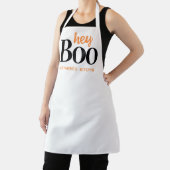 Tablier Hey Boo Halloween Blanc Noir Typographie Monogramm (Insitu)