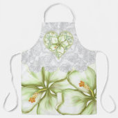 Tablier Hibiscus & dentelle BLANC (Recto)