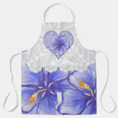 Tablier Hibiscus & dentelle BLEU (Recto)