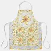Tablier Hibiscus & dentelle JAUNE (Recto)