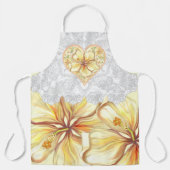 Tablier Hibiscus & dentelle JAUNE (Recto)