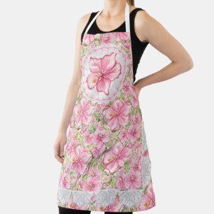 Tablier Hibiscus & dentelle PINK
