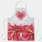 Tablier Hibiscus & dentelle RED (Recto)
