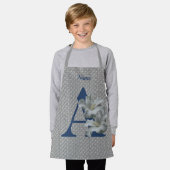 Tablier Hibiscus Fleur Monogramme Initiale A Nom Apron (Porté)