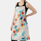 Tablier Hibiscus fleurs aquarelle illustration motif (Insitu)