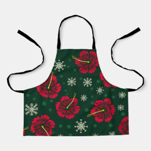 Tablier Hibiscus floral tropical Snowflakes Noël