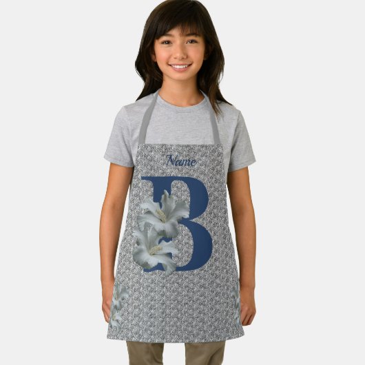 Tablier Hibiscus Flower Monogramme Initial B Nom (Insitu)