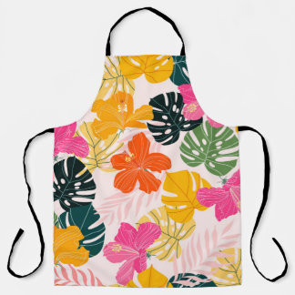 Tablier Hibiscus & Monstera : Vibrance tropicale
