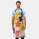 Tablier Hibiscus & Monstera : Vibrance tropicale (Porté)
