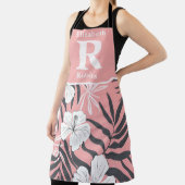 Tablier Hibiscus rose tropical personnalisé (Insitu)