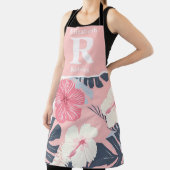 Tablier Hibiscus rose tropical personnalisé (Insitu)