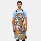 Tablier Hibiscus Tiger, Motif exotique. (Porté)