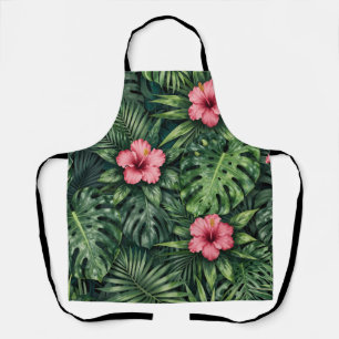 Tablier Hibiscus Tropical Monstera Motif Jungle