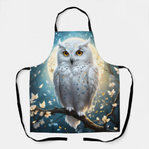 Tablier Hibou Blanc Et Lune Avec Étincelle,