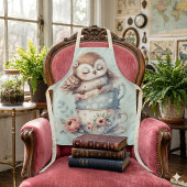 Tablier Hibou endormi dans des tasses à thé florales empil