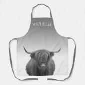 Tablier Highland Cow Farmhouse Cabine Grey Personnalisé (Recto)