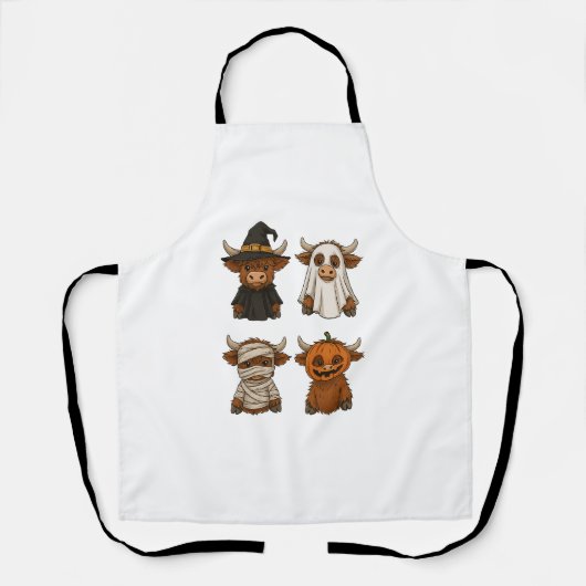 Tablier Highland Cow Halloween Funny automne Éffrayant (Recto)