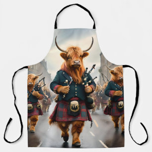 Tablier Highland Harmony : Bagpipe Highland Cow Band