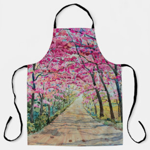 Tablier Himalaya Cherry Roadside Aquarelle Paysage