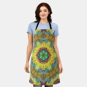 Tablier Hippie psychédélique jaune bleu et vert (Porté)
