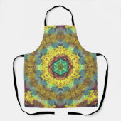Tablier Hippie psychédélique jaune bleu et vert (Recto)