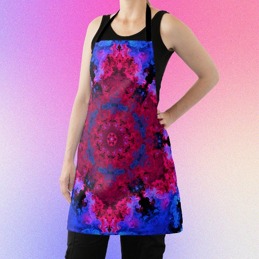 Tablier Hippie psychédélique rouge rose et bleu