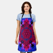 Tablier Hippie psychédélique rouge rose et bleu (Porté)