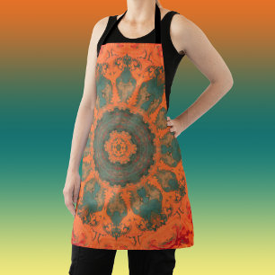 Tablier Hippie psychédélique Turquoise orange et rouge