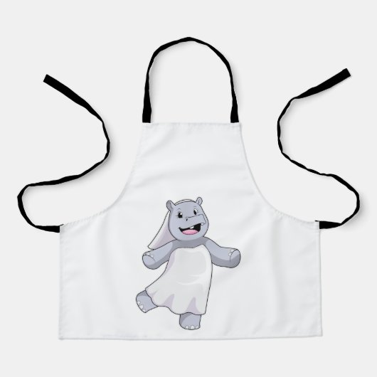 Tablier Hippopotame en mariée avec voile (Recto)