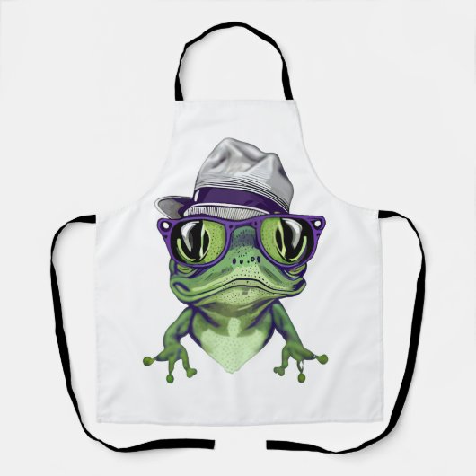 Tablier Hipster grenouille animal portant des lunettes et (Recto)