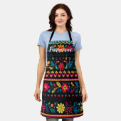 Tablier Hispanic Inspired Pattern Custom Name Apron (Porté)