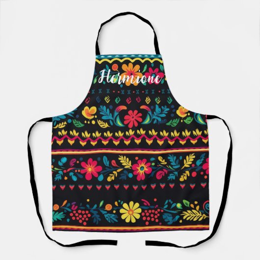 Tablier Hispanic Inspired Pattern Custom Name Apron (Recto)
