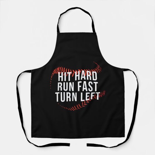 Tablier Hit Hard Run Fast Turn Left Drôle Lecteur De Baseb (Recto)