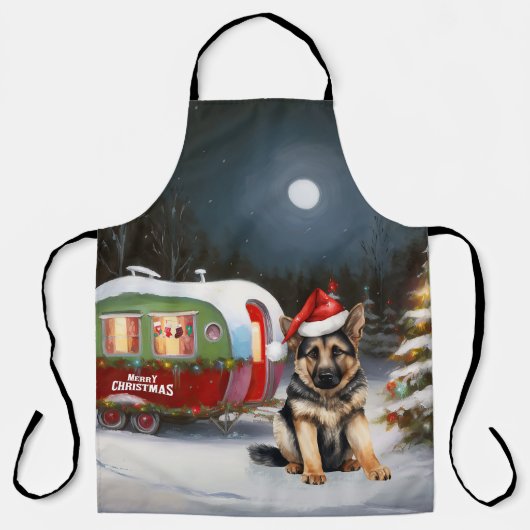 Tablier Hiver Allemand Berger Caravane Noël Aventure (Recto)