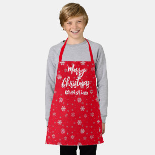 Tablier Hiver amusant Red White Snowflakes Joyeux Noël