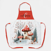 Tablier Hiver Bois Forêt Champignons Monogramme Nom (Recto)