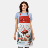 Tablier Hiver Bois Forêt Champignons Monogramme Nom (Porté)